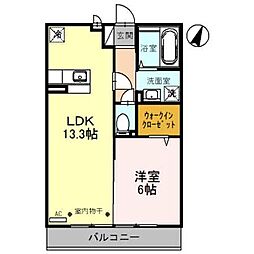 ハイム/ｆ・クローバー 2階1LDKの間取り