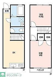 グリーンハイツ朝霞 2DKの間取図画像