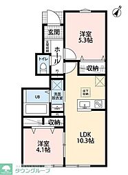 リーブルファイン志木上宗岡II 2LDKの間取図画像