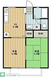 シティハイツサイキ 2DKの間取図画像