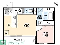 さいたま市桜区田島9丁目アパート 1LDKの間取図画像