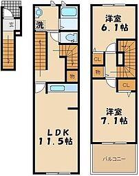 ブランドール 2LDKの間取図画像