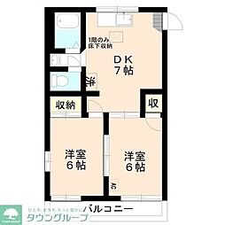 クレール上福岡 2DKの間取図画像