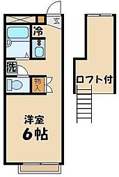 レオパレスジュネス 1Kの間取図画像