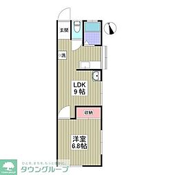 ヤナセハイツ 1Kの間取図画像