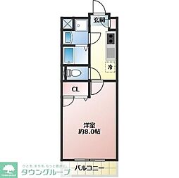 ハティ 1Kの間取図画像