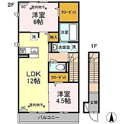 アクアヴィーテ1 2LDKの間取図画像