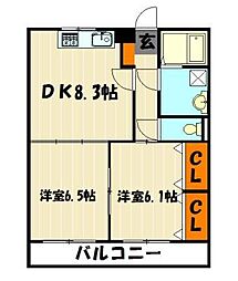 Primrose 2DKの間取図画像