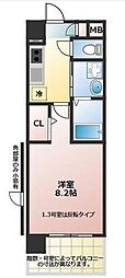 ウエストアルディール 1Kの間取図画像