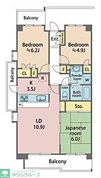川越パーク・ホームズ 3LDKの間取図画像