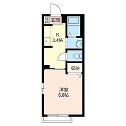 レジデンス四季 1Kの間取図画像
