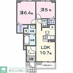 カーム エレガント 2LDKの間取図画像