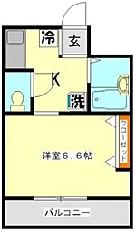 ポプルス志木 ワンルームの間取図画像
