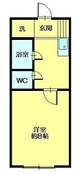 椿ハウス 1Kの間取図画像