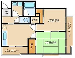 エフエスハイツ 2DKの間取図画像