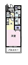イーストヒルズ 1Kの間取図画像