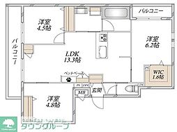 Bella casa 2LDKの間取図画像