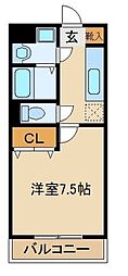エクレール 1Kの間取図画像