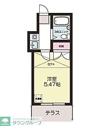 ヴァルム鶴瀬 1Kの間取図画像