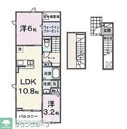 ヒカルサ川越南古谷ウェスト 2LDKの間取図画像
