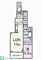 ヒカルサ川越南古谷ウェスト 1LDKの間取図画像
