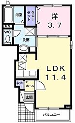 グラン・フィオーレB 1LDKの間取図画像