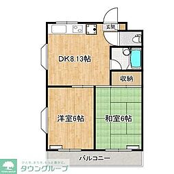 ブルースカイマンション 2DKの間取図画像
