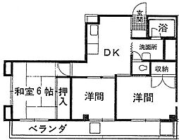 シャトー利休 3DKの間取図画像