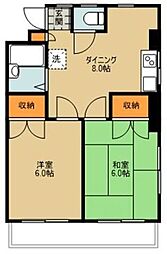 グレースパレス北岡 2DKの間取図画像