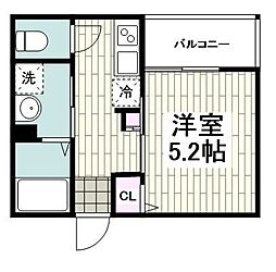 横浜市営地下鉄ブルーライン 吉野町駅 徒歩9分の賃貸アパート 2階1Kの間取り