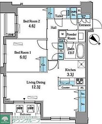 レジデンス横濱リバーサイド 2LDKの間取図画像