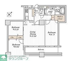 ドゥーエ横浜駅前 2LDKの間取図画像