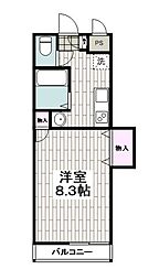 カーザ飯山 1Kの間取図画像