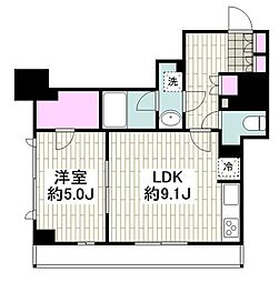 シティタワー横濱 1LDKの間取図画像