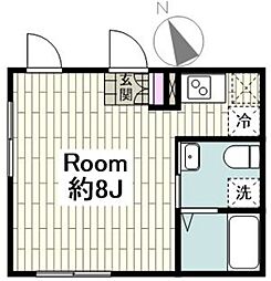 ブライトゴッド 1Kの間取図画像