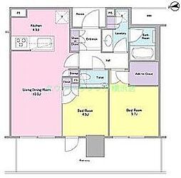 ブルーハーバータワーみなとみらい 2LDKの間取図画像