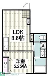 Rewellアパートメント 1LDKの間取図画像