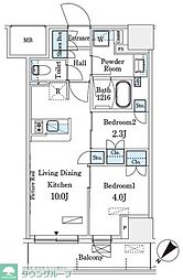 パークアクシス横浜伊勢佐木町通り 2LDKの間取図画像