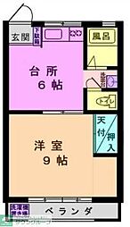 第1九曜ハイツ 2階1DKの間取り