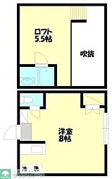 セフィール山代 1階ワンルームの間取り