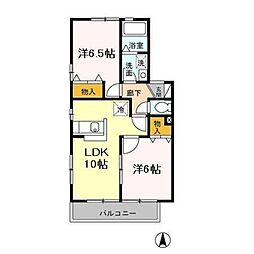 ペニーレーンＡ 2階2LDKの間取り