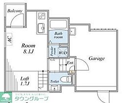 ラ・ソラリス 1階ワンルームの間取り