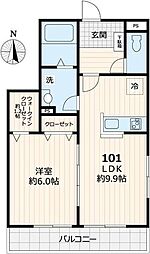 ヴェルデ三鷹 2階1LDKの間取り