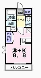 ビルベリー ワンルームの間取図画像