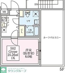 防音マンション スカイラシクラス武蔵関 1Kの間取図画像