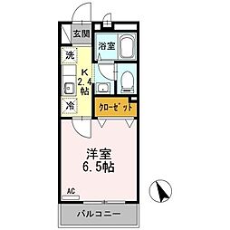 プレアディス2000 1Kの間取図画像