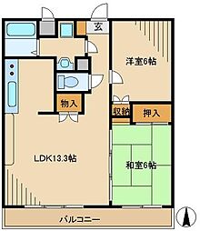 グランドール一橋学園2 2LDKの間取図画像