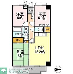 エスポワール小金井 3LDKの間取図画像