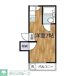 柳沢コーポ ワンルームの間取図画像