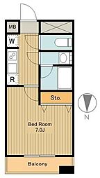 プライムアーバン武蔵小金井2 1Kの間取図画像